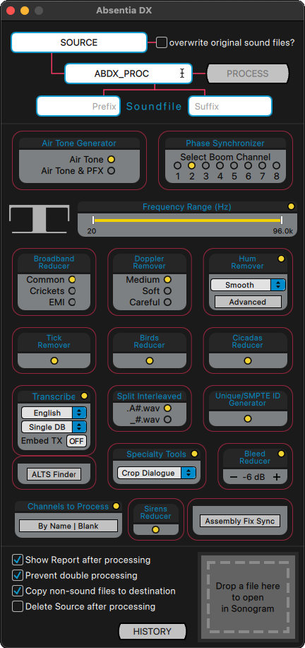 Absentia DX standalone application window